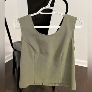 Vintage green and black top with button details down back